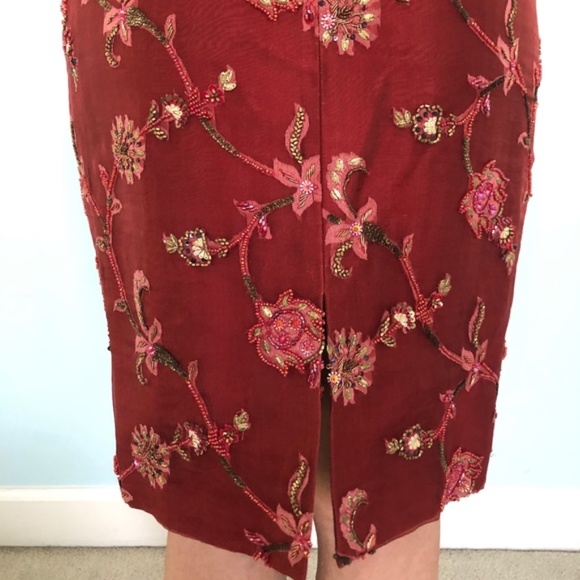 Vintage Burnt Orange Beaded Silk Skirt Suit Set. Rare find , nice workmanship. - Picture 6 of 15